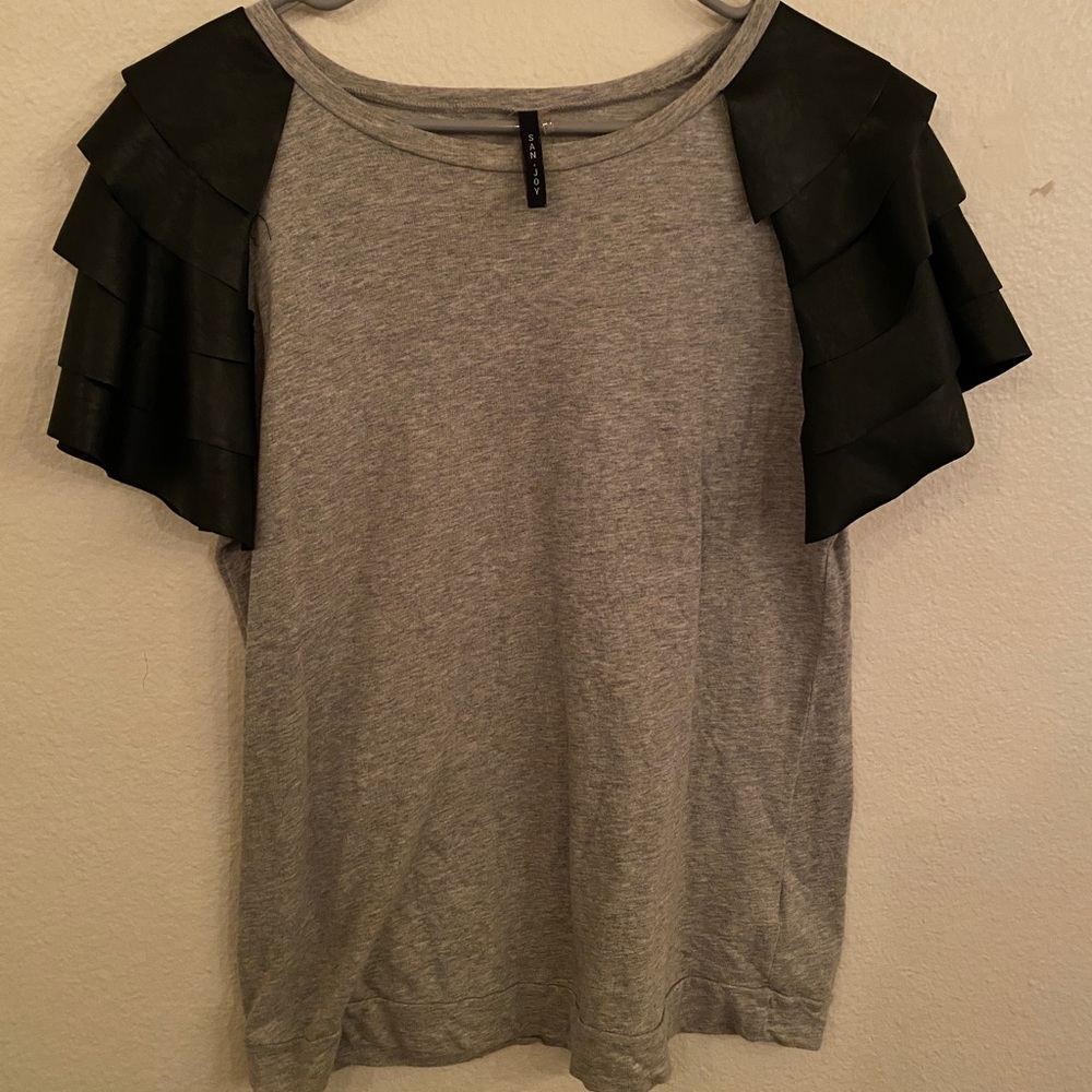 Leather Sleeve Top